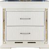 Contemporary Wooden Nightstand with 2 drawers and LED Lighting, White