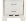 Contemporary Wooden Nightstand with 2 drawers and LED Lighting, White