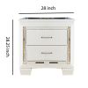 Contemporary Wooden Nightstand with 2 drawers and LED Lighting, White