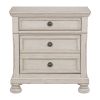 Cottage 2 Drawer Nightstand with Molded Details and Bun feet, Antique White