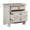 Cottage 2 Drawer Nightstand with Molded Details and Bun feet, Antique White