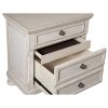 Cottage 2 Drawer Nightstand with Molded Details and Bun feet, Antique White