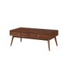 2 Drawer Wooden Coffee Table with Splayed Legs, Walnut Brown