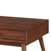 2 Drawer Wooden Coffee Table with Splayed Legs, Walnut Brown
