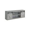 71 Inch Farmhouse Wooden TV Console With 2 Sliding Barn Doors, Gray