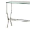 Glass Top Sofa Table with Metal Frame and Mirror Shelf, Chrome