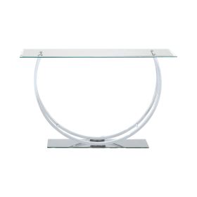 Contemporary U Shape Glass Tabletop Sofa Table, Silver