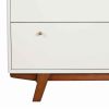 3 Drawer Wood Chest with Round Pulls and Angled Legs, Small,White and Brown
