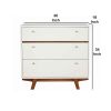 3 Drawer Wood Chest with Round Pulls and Angled Legs, Small,White and Brown