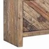 Wooden TV Console with 2 Cabinets and Open Center Shelf, Weathered Brown