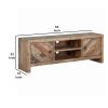 Wooden TV Console with 2 Cabinets and Open Center Shelf, Weathered Brown