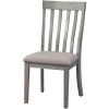Vertical Slatted Curved Back Side Chair with Fabric Seat, Set of 2, Gray