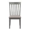 Vertical Slatted Curved Back Side Chair with Fabric Seat, Set of 2, Gray