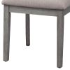 Vertical Slatted Curved Back Side Chair with Fabric Seat, Set of 2, Gray