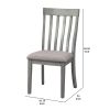 Vertical Slatted Curved Back Side Chair with Fabric Seat, Set of 2, Gray