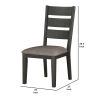 Transitional Wooden Side Chair, Fabric Padded Seat, Set of 2, Gray