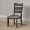 Transitional Wooden Side Chair, Fabric Padded Seat, Set of 2, Gray