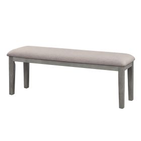 Rectangular Style Wooden Bench with Fabric Upholstered Seat, Gray