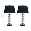 27 Inch Modern Table Lamp, Spindle Design Body, Set of 2, Black, Chrome