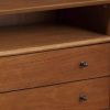 2 Drawer Wooden Nightstand with Open Compartment and Splayed Legs, Brown