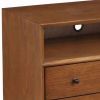 2 Drawer Wooden Nightstand with Open Compartment and Splayed Legs, Brown