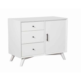 Wooden Accent Cabinet with 3 Drawers and 1 Door, White