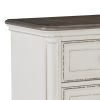 2 Drawer Wooden Nightstand with Distressed Details, Antique White and Brown