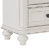 2 Drawer Wooden Nightstand with Distressed Details, Antique White and Brown