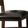 Faux Leather Upholstered Wooden Side Chair with Ladder Back Design, Set of 2, Brown