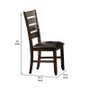 Faux Leather Upholstered Wooden Side Chair with Ladder Back Design, Set of 2, Brown