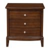 Wooden Nightstand with 3 Spacious Drawers and Knobs, Brown