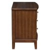 Wooden Nightstand with 3 Spacious Drawers and Knobs, Brown