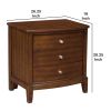 Wooden Nightstand with 3 Spacious Drawers and Knobs, Brown