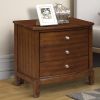 Wooden Nightstand with 3 Spacious Drawers and Knobs, Brown