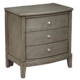 Wooden Nightstand with 3 Spacious Drawers and Knobs, Gray