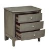 Wooden Nightstand with 3 Spacious Drawers and Knobs, Gray
