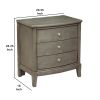 Wooden Nightstand with 3 Spacious Drawers and Knobs, Gray