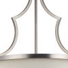 3 Bulb Bowl Style Glass Pendant Fixture with Metal Frame, Silver and White