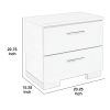 2 Drawer Wooden Nightstand with Metal Base and Bar Handles, White