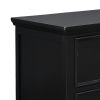 Umi 2 Drawer Wooden nightstand with Tapered Legs and Metal Rings, Black