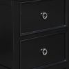 Umi 2 Drawer Wooden nightstand with Tapered Legs and Metal Rings, Black