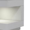 Contemporary Squared C Shaped Wooden Nightstand with LED Light, Gray