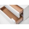 2 Pull Out Drawer Nightstand with High Gloss and Open Compartment, White