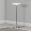 3 Way Torchiere Floor Lamp with Frosted Glass shade and Stable Base, White