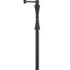 Metal Body Floor Lamp with Fabric Tapered Bell Shade, Beige and Black