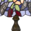Metal Body Tiffany Table Lamp with Butterfly Design Shade, Multicolor