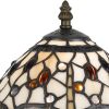 Metal Body Tiffany Table Lamp with Dragonfly Design Shade, Multicolor