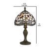 Metal Body Tiffany Table Lamp with Dragonfly Design Shade, Multicolor