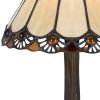 Tree Like Metal Body Tiffany Table lamp with Conical Shade,Bronze and Beige