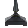 Metal Body Table Lamp with Fabric Tapered Bell Shade, Beige and Black